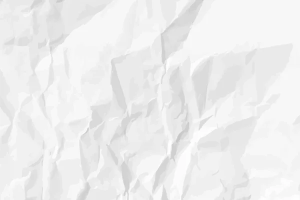 White Lean Crumpled Paper Background Horizontal Crumpled Empty Paper Template — Stok Vektör