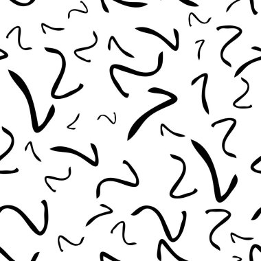 Siyah çizim elli kusursuz desen beyaz arkaplana karalamalı şekil çizmiş. Soyut grunge dokusu. Vektör illüstrasyonu