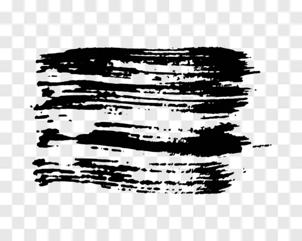 Μαύρη Πινελιά Χειρόγραφη Κηλίδα Μελάνης Απομονωμένη Διαφανές Φόντο Εικονογράφηση Διανύσματος — Διανυσματικό Αρχείο