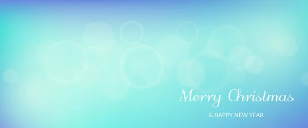 Weihnachtskarte Mit Unscharfem Bokeh Lichteffekt Blauem Hintergrund Kreisförmigem Unschärferelicht Und — Stockvektor