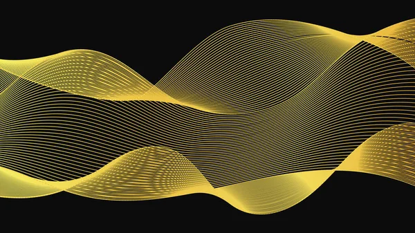 Abstraktní Pozadí Luxusními Zlatými Vlnami Tmavém Pozadí Moderní Technologické Zázemí — Stockový vektor