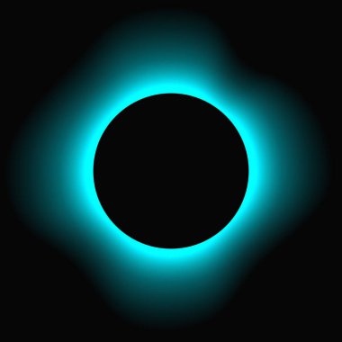 Circle illuminate frame with gradient. Green round neon banner isolated on black background. Vector illustration