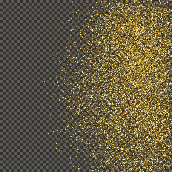 Gold Glittering Dust Gray Transparent Background Dust Gold Glitter Effect —  Vetores de Stock
