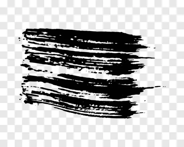 黒いブラシのストローク 透明な背景に描かれた手描きのインクスポット ベクターイラスト — ストックベクタ