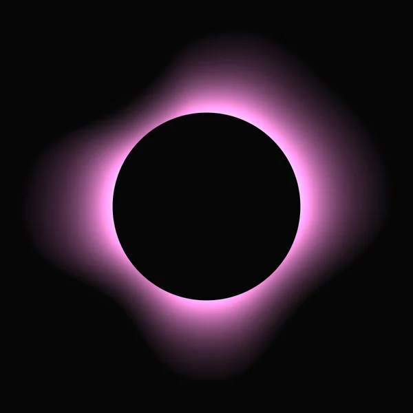 グラデーションのある丸照明フレーム 黒の背景に隔離された紫の丸いネオンバナー ベクターイラスト — ストックベクタ