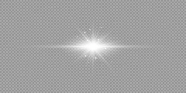 Lichteffekt Von Linsenraketen Weißer Horizontal Glühender Licht Starburst Effekt Mit — Stockvektor