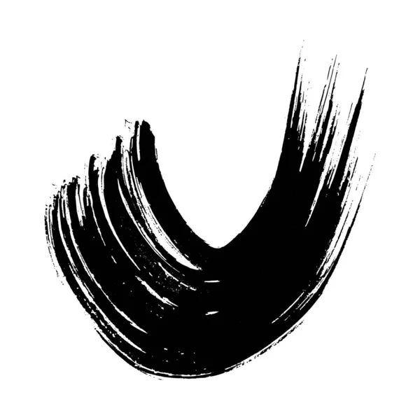 Черные Гранжевые Полукруглые Мазки Кистью Раскрашенные Волнистые Чернильные Полоски Тушь — стоковый вектор