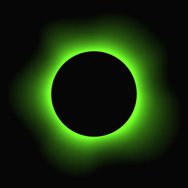 グラデーションのある丸照明フレーム 黒の背景に隔離された緑の丸いネオンバナー ベクターイラスト — ストックベクタ