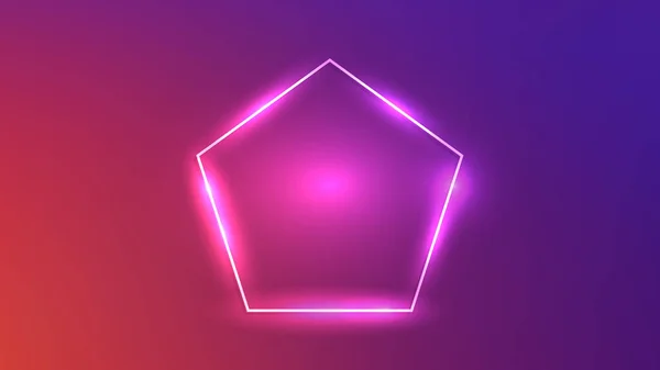 Neonový Rám Podobě Pětiúhelníku Zářícími Efekty Tmavě Fialovém Pozadí Prázdné — Stockový vektor