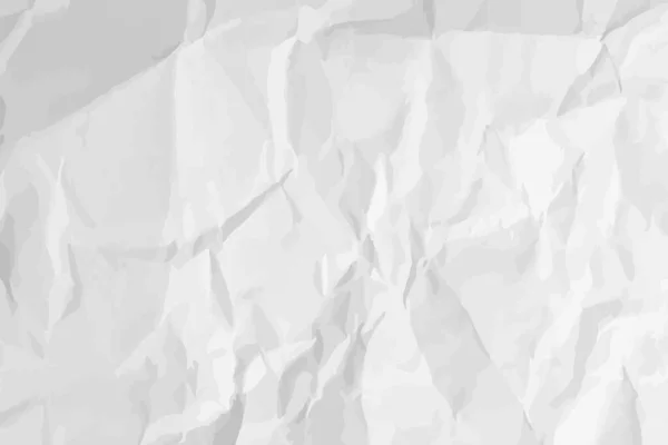 Wit Gerimpelde Papieren Achtergrond Horizontaal Verfrommeld Leeg Papier Sjabloon Voor — Stockvector