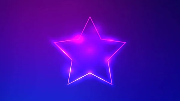 Bingkai Neon Dalam Bentuk Bintang Dengan Efek Bersinar Pada Latar - Stok Vektor