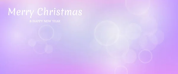 Різдвяна Листівка Розмитим Світлом Фіолетовим Фоном Круглими Променями Написом Веселого — стоковий вектор