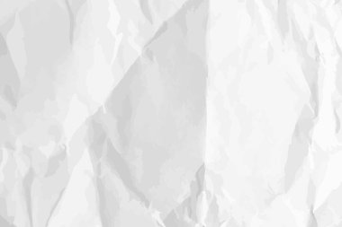 Beyaz, buruşuk kağıt arka plan. Posterler ve afişler için yatay olarak buruşmuş boş kağıt şablonu. Vektör illüstrasyonu