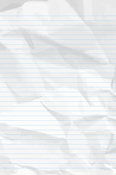 Papel Cuaderno Blanco Limpio Arrugado Con Líneas Plantilla Papel Vacía — Vector de stock