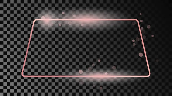 玫瑰金光闪闪的圆形梯形框架隔离在黑暗透明的背景 具有发光效果的新框架 矢量说明 — 图库矢量图片