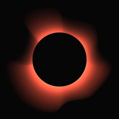 Circle illuminate frame with gradient. Red round neon banner isolated on black background. Vector illustration