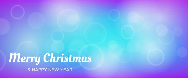 Weihnachtskarte Mit Unscharfem Bokeh Lichteffekt Blauem Hintergrund Kreisförmigem Unschärferelicht Und — Stockvektor