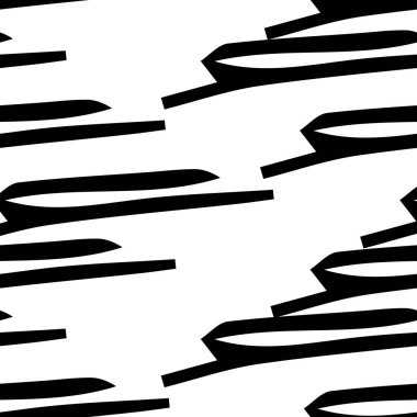 Beyaz arka planda soyut şekillerde siyah kalem fırça darbeleriyle kusursuz desen. Vektör illüstrasyonu