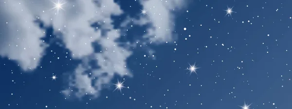 Céu Noturno Com Nuvens Muitas Estrelas Fundo Abstrato Natureza Com — Vetor de Stock