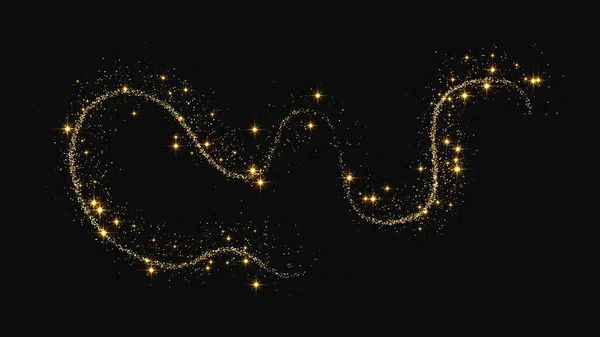 Onde Confettis Scintillantes Poussière Étoiles Magie Dorée Scintille Sur Fond — Image vectorielle