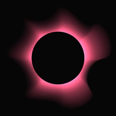 Circle illuminate frame with gradient. Pink round neon banner isolated on black background. Vector illustration