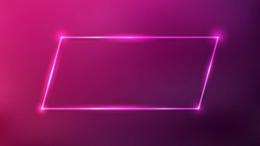 Koyu kırmızı arka planda parlak efektleri olan neon çerçeve. Boş parlayan tekno fon. Vektör illüstrasyonu