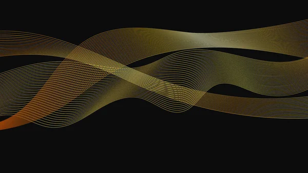 Abstract Decor Met Luxe Gouden Golven Donkere Achtergrond Moderne Technologie — Stockvector