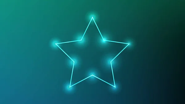 Moldura Néon Forma Estrela Com Efeitos Brilhantes Fundo Verde Escuro — Vetor de Stock