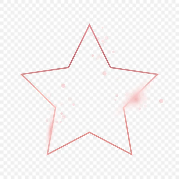 Ροζ Χρυσό Λαμπερό Αστέρι Σχήμα Πλαίσιο Απομονώνονται Διαφανές Φόντο Γυαλιστερό — Διανυσματικό Αρχείο