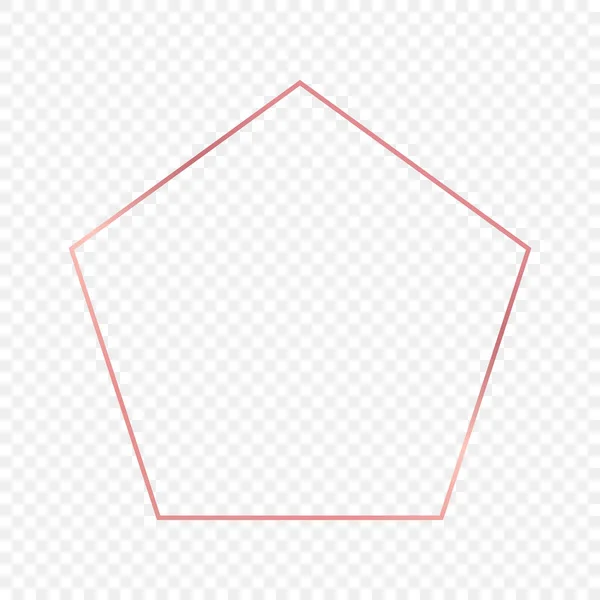 Ροζ Χρυσό Λαμπερό Πλαίσιο Σχήμα Πεντάγωνο Απομονώνονται Διαφανές Φόντο Γυαλιστερό — Διανυσματικό Αρχείο