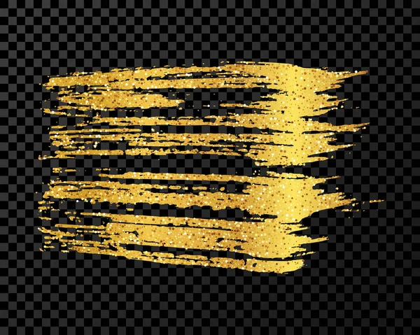 Gold Brush Stroke Hand Drawn Ink Spot Isolated Dark Transparent — Stock Vector