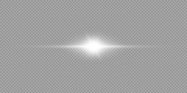 Efecto Luminoso Las Bengalas Efecto Ráfaga Luz Brillante Horizontal Blanca — Vector de stock