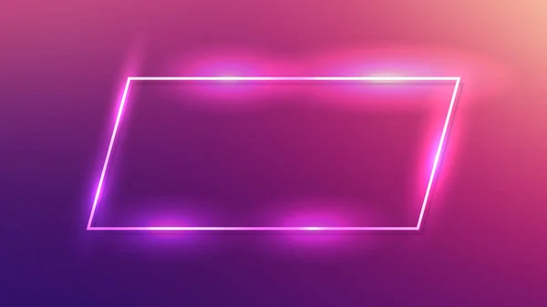 Neon Frame Shining Effects Dark Purple Background Empty Glowing Techno — Stock Vector