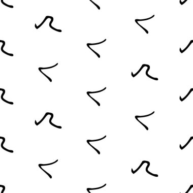 Siyah çizim elli kusursuz desen beyaz arkaplana karalamalı şekil çizmiş. Soyut grunge dokusu. Vektör illüstrasyonu