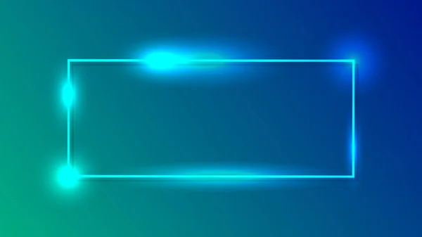 Neon Rechthoekig Frame Met Stralende Effecten Donkergroene Achtergrond Lege Gloeiende — Stockvector