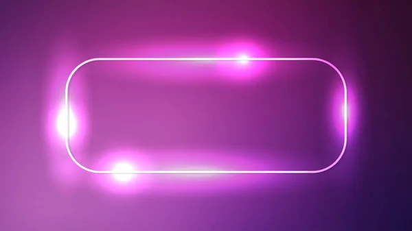 Neon Avrundet Rektangelramme Med Skinnende Effekter Mørk Rosa Bakgrunn Tomt – stockvektor