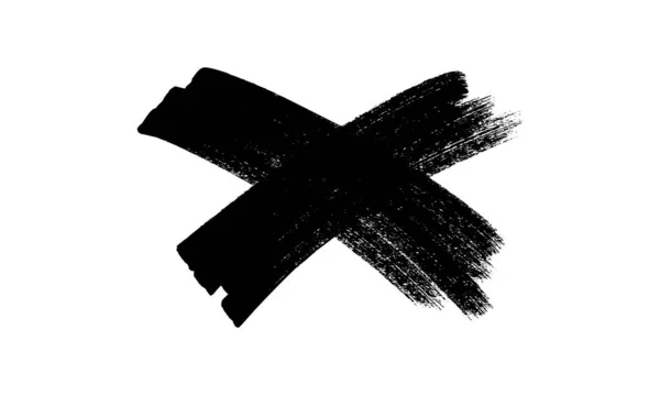 Hand Drawn Brush Cross Symbol Black Sketch Cross Symbol White — Stockvector