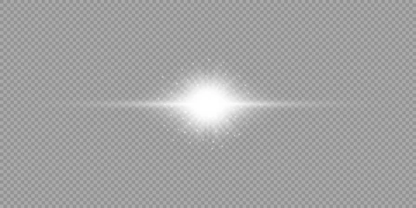 Light Effect Lens Flares White Horizontal Glowing Light Starburst Effect — Stock Vector