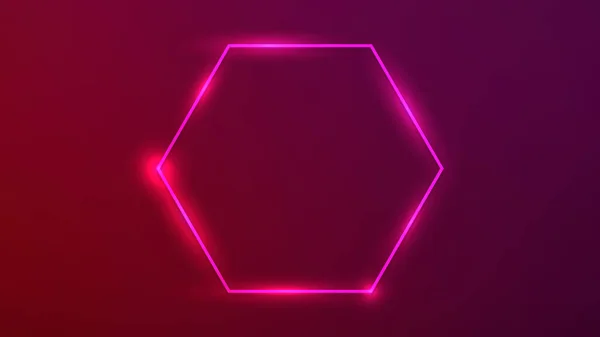 Неоновая Шестиугольная Рамка Сияющими Эффектами Темно Фиолетовом Фоне Пустой Светящийся — стоковый вектор