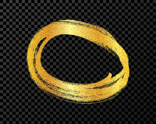 Krąg Narysowany Złotym Markerem Doodle Stylu Bazgroły Koła Złote Ręcznie — Wektor stockowy