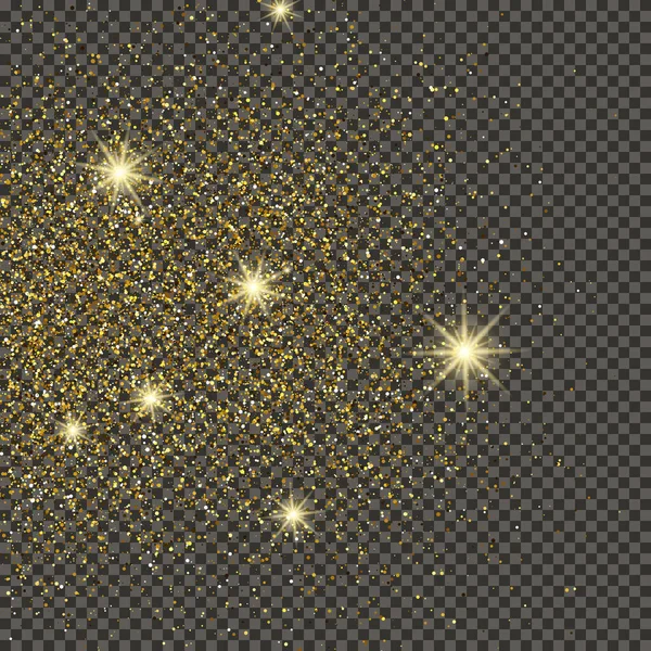 Gold Glittering Dust Gray Transparent Background Dust Gold Glitter Effect — Stockový vektor