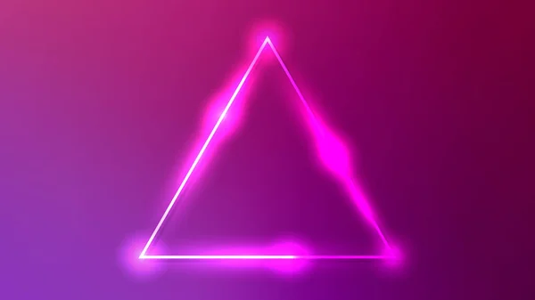 Неоновый Треугольный Кадр Сияющими Эффектами Темно Фиолетовом Фоне Пустой Светящийся — стоковый вектор