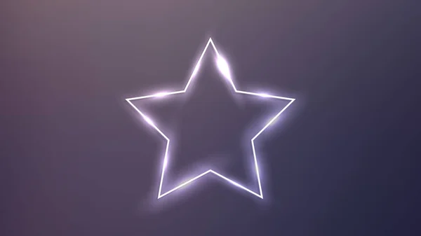暗い背景に輝く効果を持つ星形のネオンフレーム 空の光るテクノの背景 ベクターイラスト — ストックベクタ