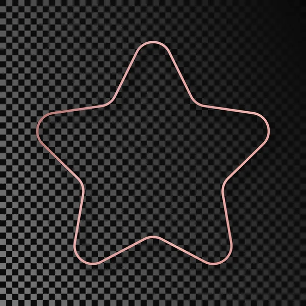 Rose Gold Glowing Rounded Star Shape Frame Shadow Isolated Dark — Vettoriale Stock