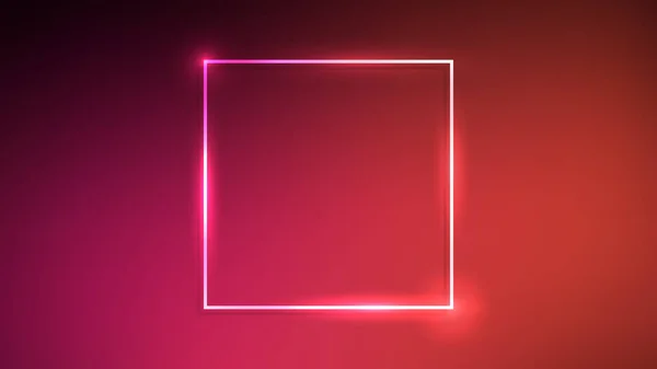 Neon Square Frame Shining Effects Red Background Empty Glowing Techno — Stock Vector