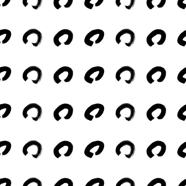 Sømløst Mønster Med Svarte Tegnhåndtegnede Skriblersirkler Formet Hvit Bakgrunn Abstrakt – stockvektor