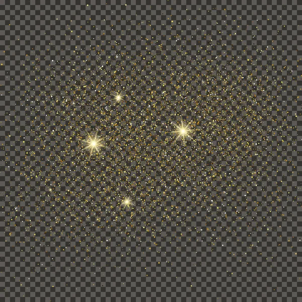 Gold Glittering Dust Gray Transparent Background Dust Gold Glitter Effect — Stockový vektor
