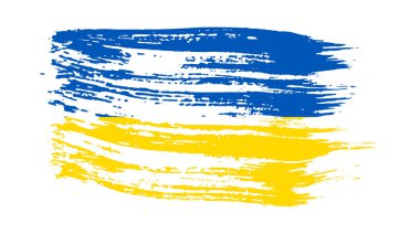 Grunge tarzında Ukrayna ulusal bayrağı. Ukrayna 'nın fırça darbesi bayrağıyla boyanmış. Vektör illüstrasyonu