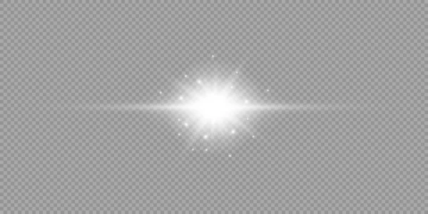 Efecto Luminoso Las Bengalas Efecto Ráfaga Luz Brillante Horizontal Blanca — Archivo Imágenes Vectoriales