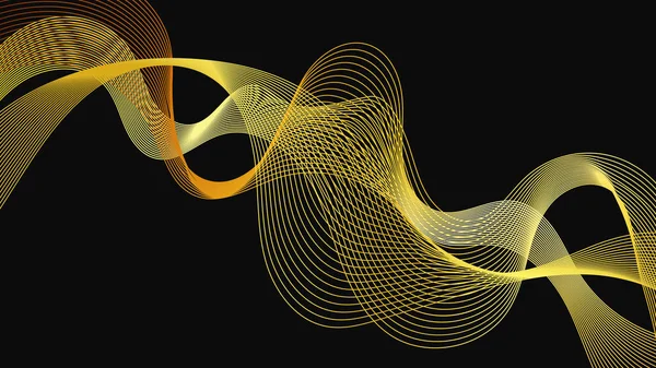 Αφηρημένο Φόντο Πολυτελή Χρυσά Κύματα Σκούρο Φόντο Σύγχρονο Τεχνολογικό Υπόβαθρο — Διανυσματικό Αρχείο